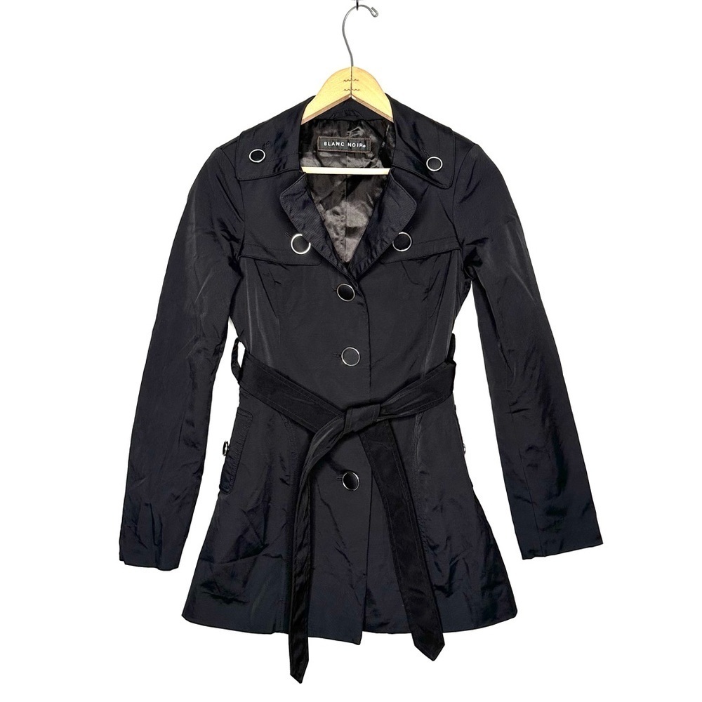 Blanc Noir | Black Button Down Trench Coat